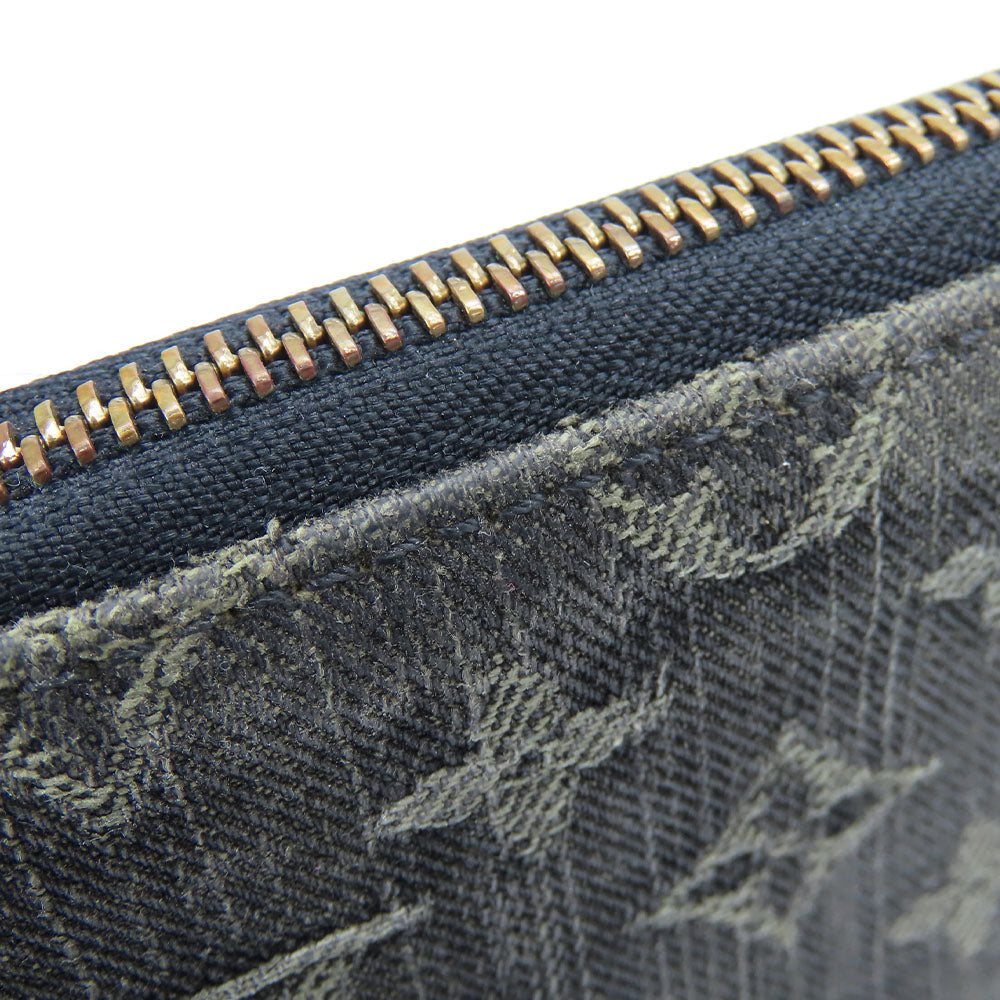 LOUIS VUITTON Long Wallet Purse M95614 Monogram denim Noir Zip Around Zippy wallet unisex(Unisex) Used Authentic