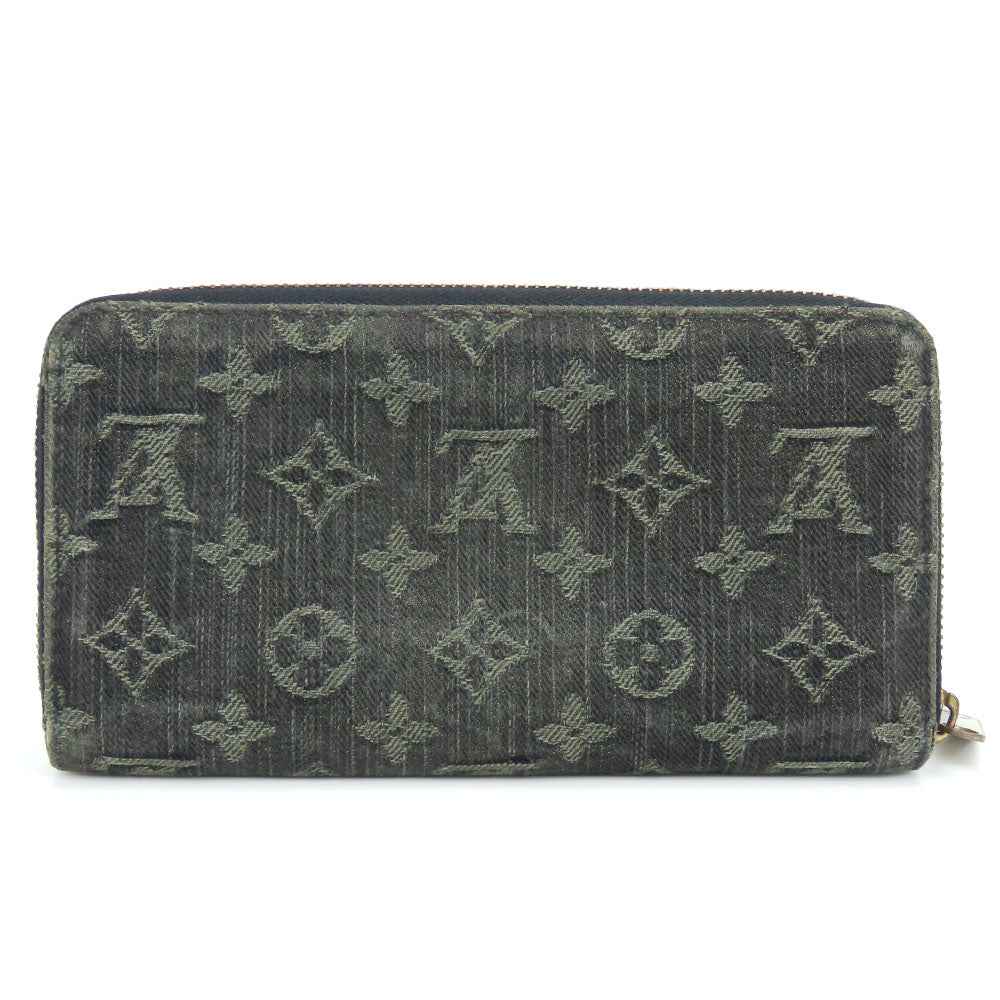 LOUIS VUITTON Long Wallet Purse M95614 Monogram denim Noir Zip Around Zippy wallet unisex(Unisex) Used Authentic