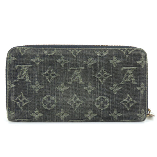 LOUIS VUITTON Long Wallet Purse M95614 Monogram denim Noir Zip Around Zippy wallet unisex(Unisex) Used Authentic