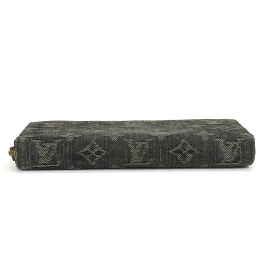 LOUIS VUITTON Long Wallet Purse M95614 Monogram denim Noir Zip Around Zippy wallet unisex(Unisex) Used Authentic