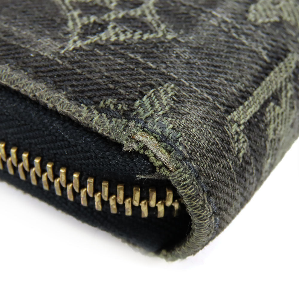 LOUIS VUITTON Long Wallet Purse M95614 Monogram denim Noir Zip Around Zippy wallet unisex(Unisex) Used Authentic