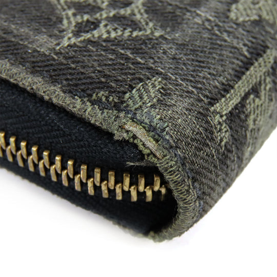 LOUIS VUITTON Long Wallet Purse M95614 Monogram denim Noir Zip Around Zippy wallet unisex(Unisex) Used Authentic