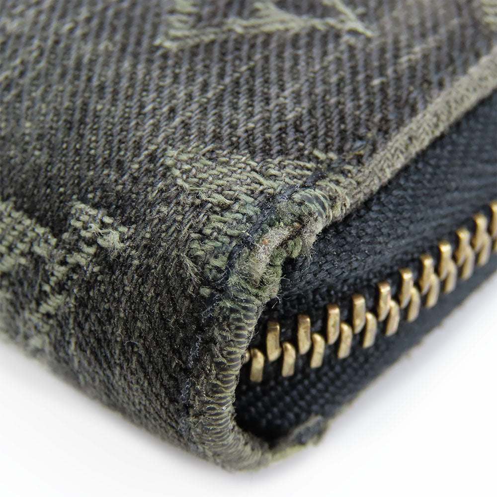 LOUIS VUITTON Long Wallet Purse M95614 Monogram denim Noir Zip Around Zippy wallet unisex(Unisex) Used Authentic
