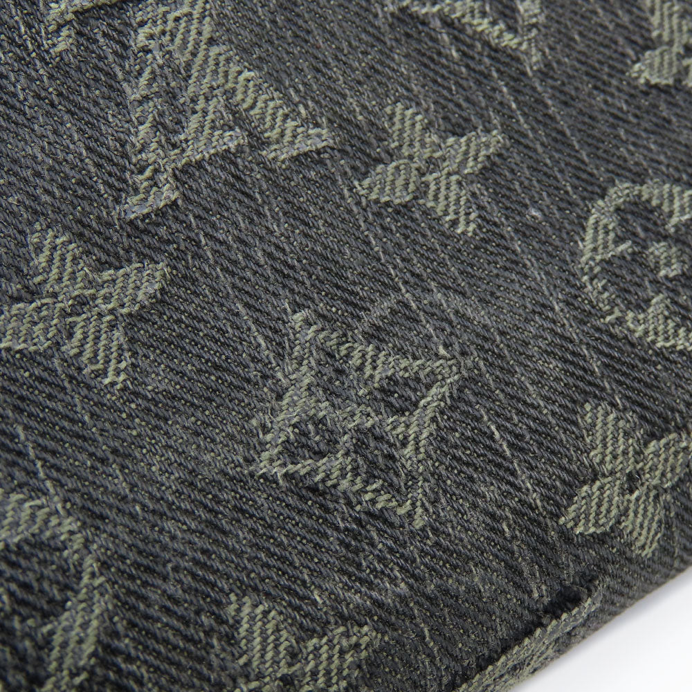 LOUIS VUITTON Long Wallet Purse M95614 Monogram denim Noir Zip Around Zippy wallet unisex(Unisex) Used Authentic