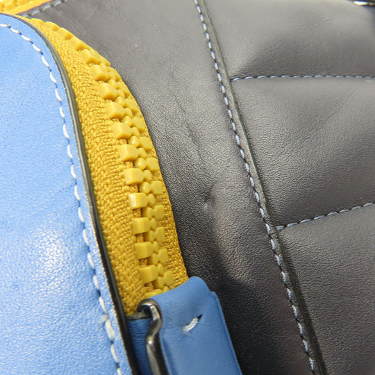 COACH Sling bag CE552 leather Navy Quilting and Coach Stamp mens Used Authentic