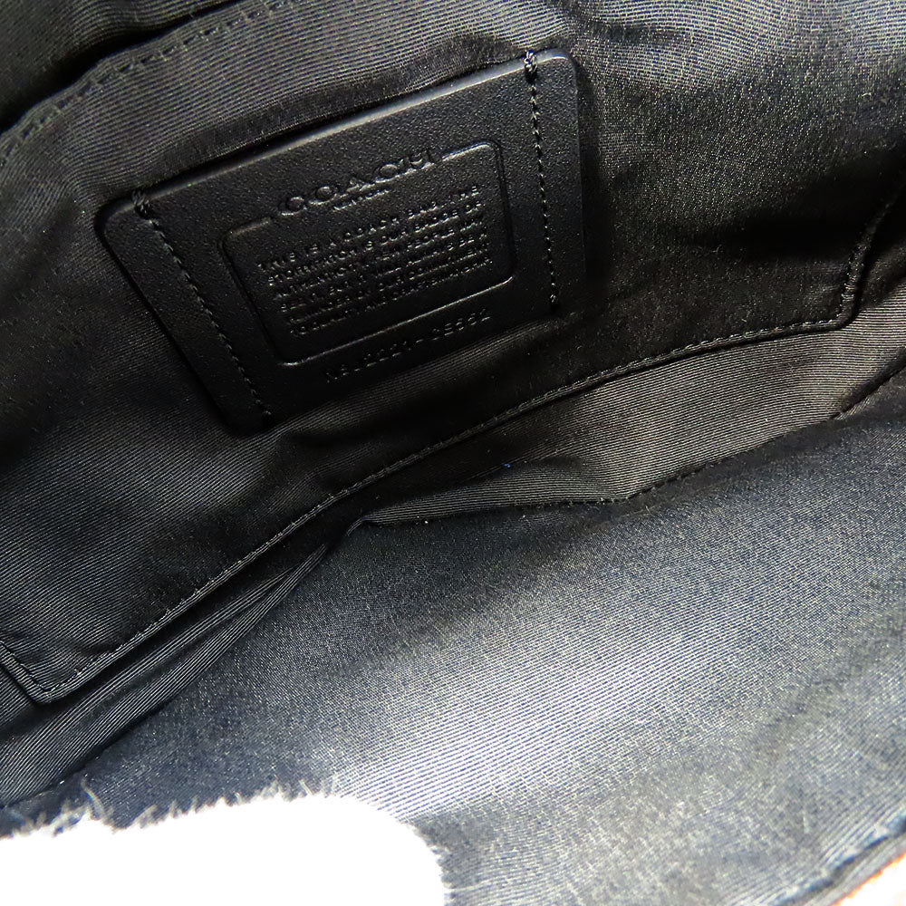 COACH Sling bag CE552 leather Navy Quilting and Coach Stamp mens Used Authentic