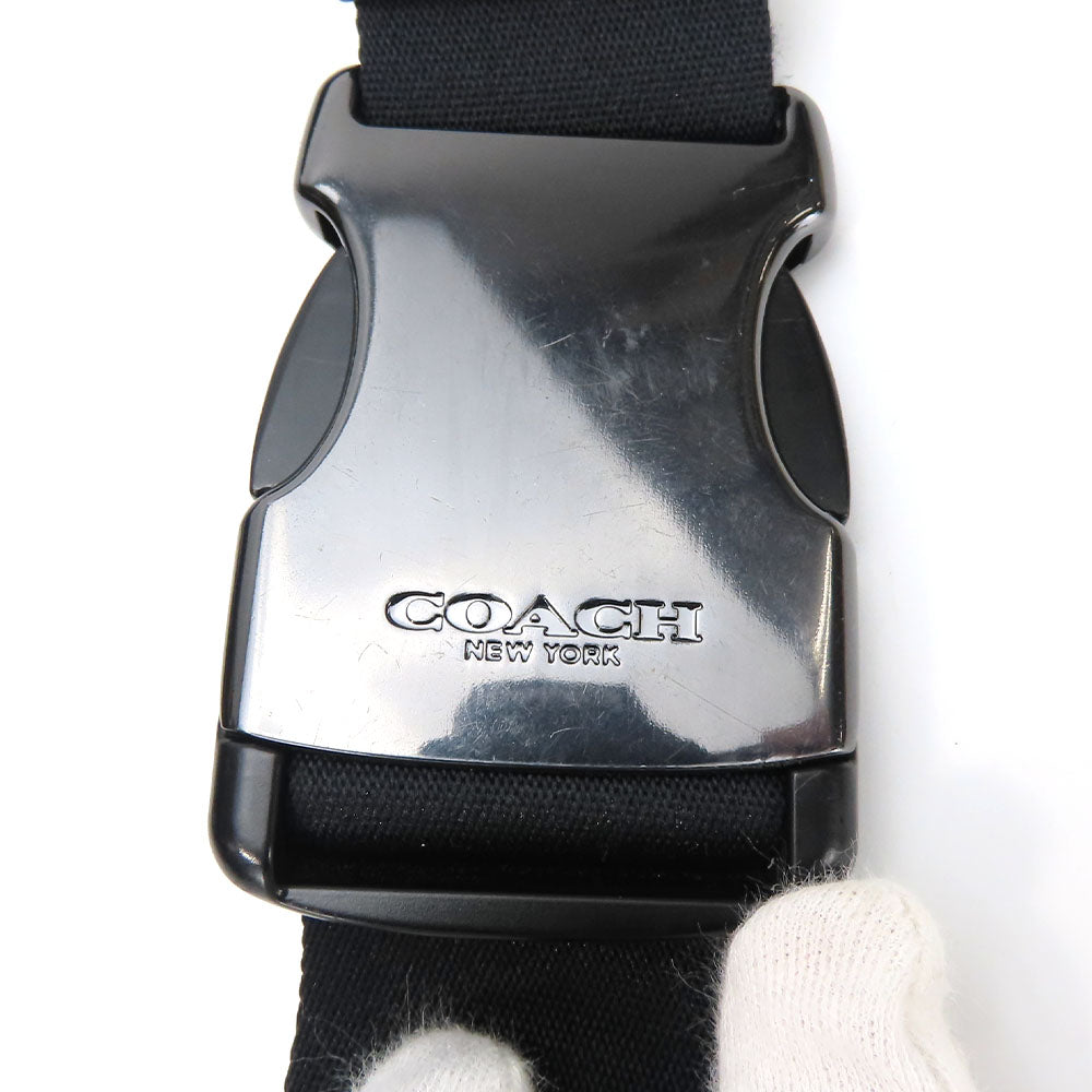 COACH Sling bag CE552 leather Navy Quilting and Coach Stamp mens Used Authentic