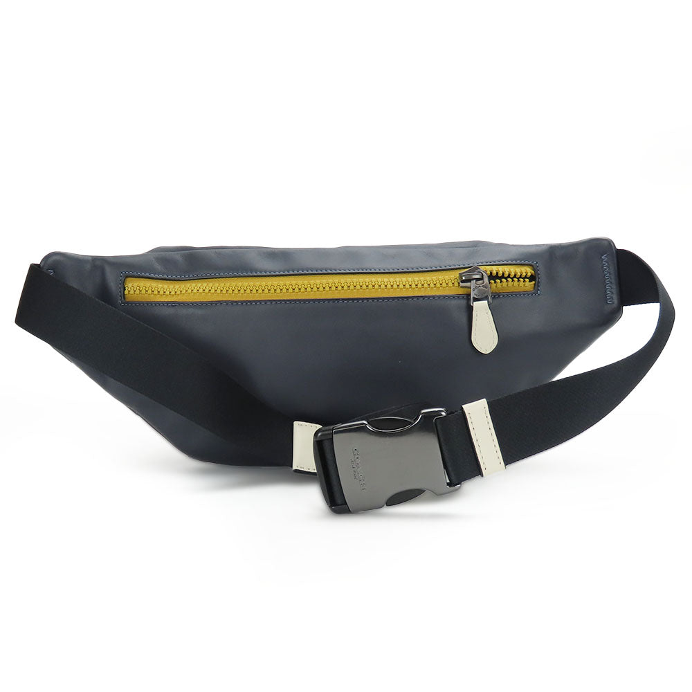 COACH Sling bag CE552 leather Navy Quilting and Coach Stamp mens Used Authentic