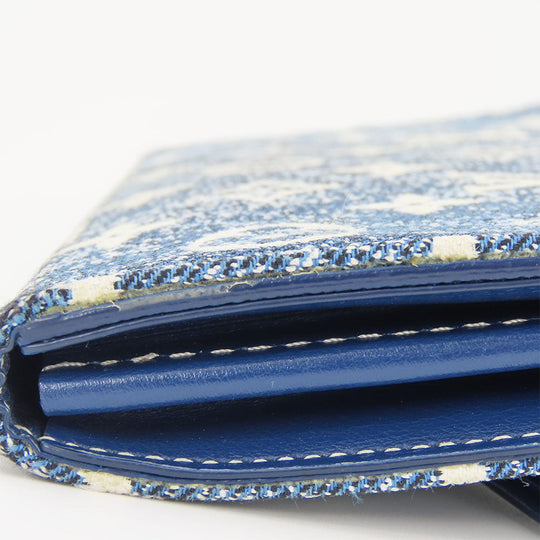 LOUIS VUITTON Long Wallet Purse M81183 Monogram, Jacquard Denim Marine Portefeuille Sarah Women Used Authentic