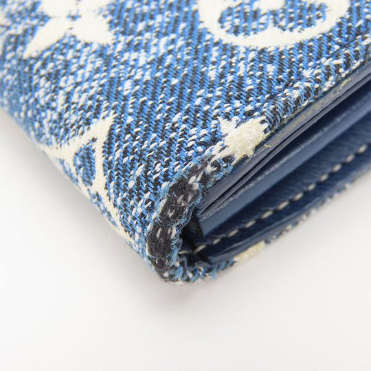 LOUIS VUITTON Long Wallet Purse M81183 Monogram, Jacquard Denim Marine Portefeuille Sarah Women Used Authentic