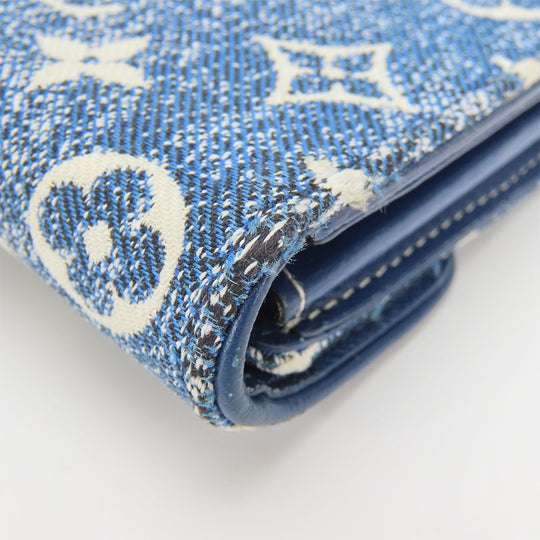 LOUIS VUITTON Long Wallet Purse M81183 Monogram, Jacquard Denim Marine Portefeuille Sarah Women Used Authentic