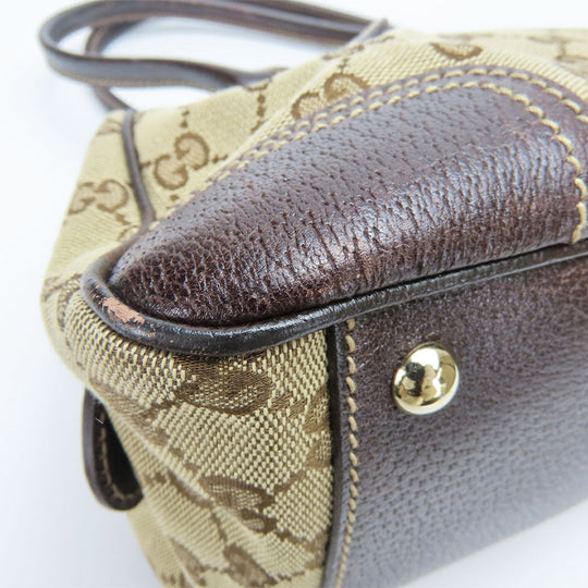 GUCCI Boston Duffel bag 161720 GG canvas, leather beige Sherry Women Used Authentic