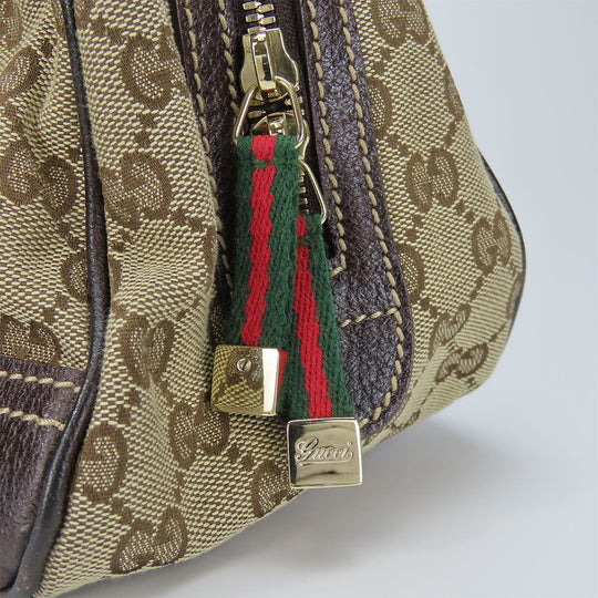 GUCCI Boston Duffel bag 161720 GG canvas, leather beige Sherry Women Used Authentic