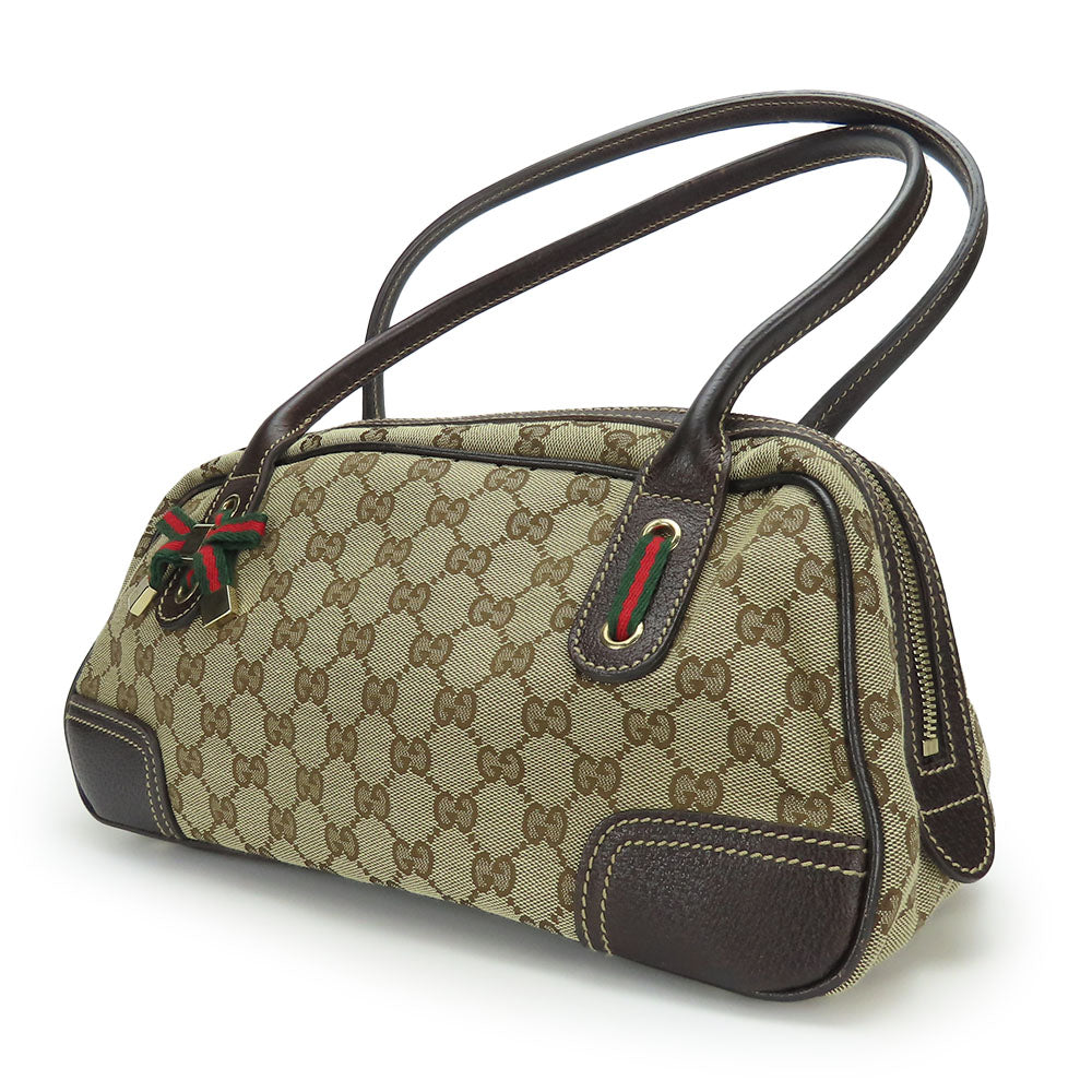 GUCCI Boston Duffel bag 161720 GG canvas, leather beige Sherry Women Used Authentic