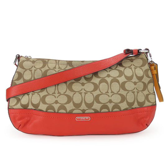 COACH Shoulder Bag F24028 Canvas, Leather Brown Women Used Authentic