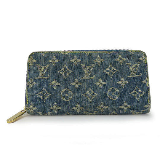 LOUIS VUITTON Long Wallet Purse M95341 Monogram denim Blue type Zippy wallet