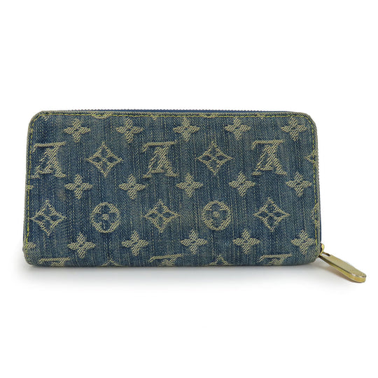 LOUIS VUITTON Long Wallet Purse M95341 Monogram denim Blue type Zippy wallet