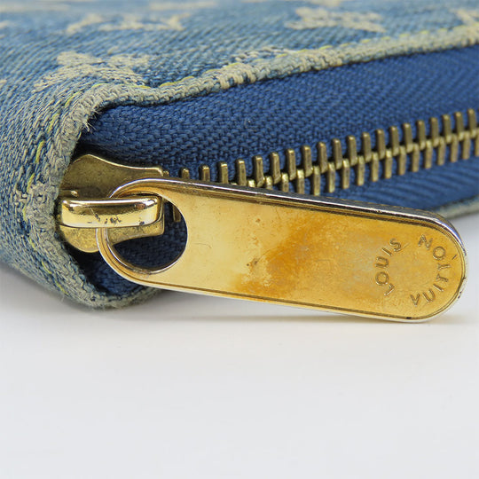 LOUIS VUITTON Long Wallet Purse M95341 Monogram denim Blue type Zippy wallet