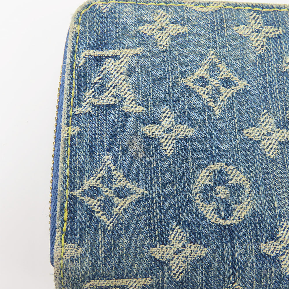LOUIS VUITTON Long Wallet Purse M95341 Monogram denim Blue type Zippy wallet
