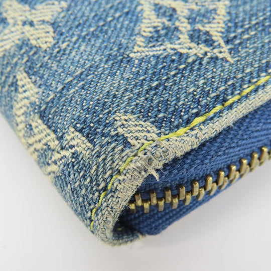 LOUIS VUITTON Long Wallet Purse M95341 Monogram denim Blue type Zippy wallet