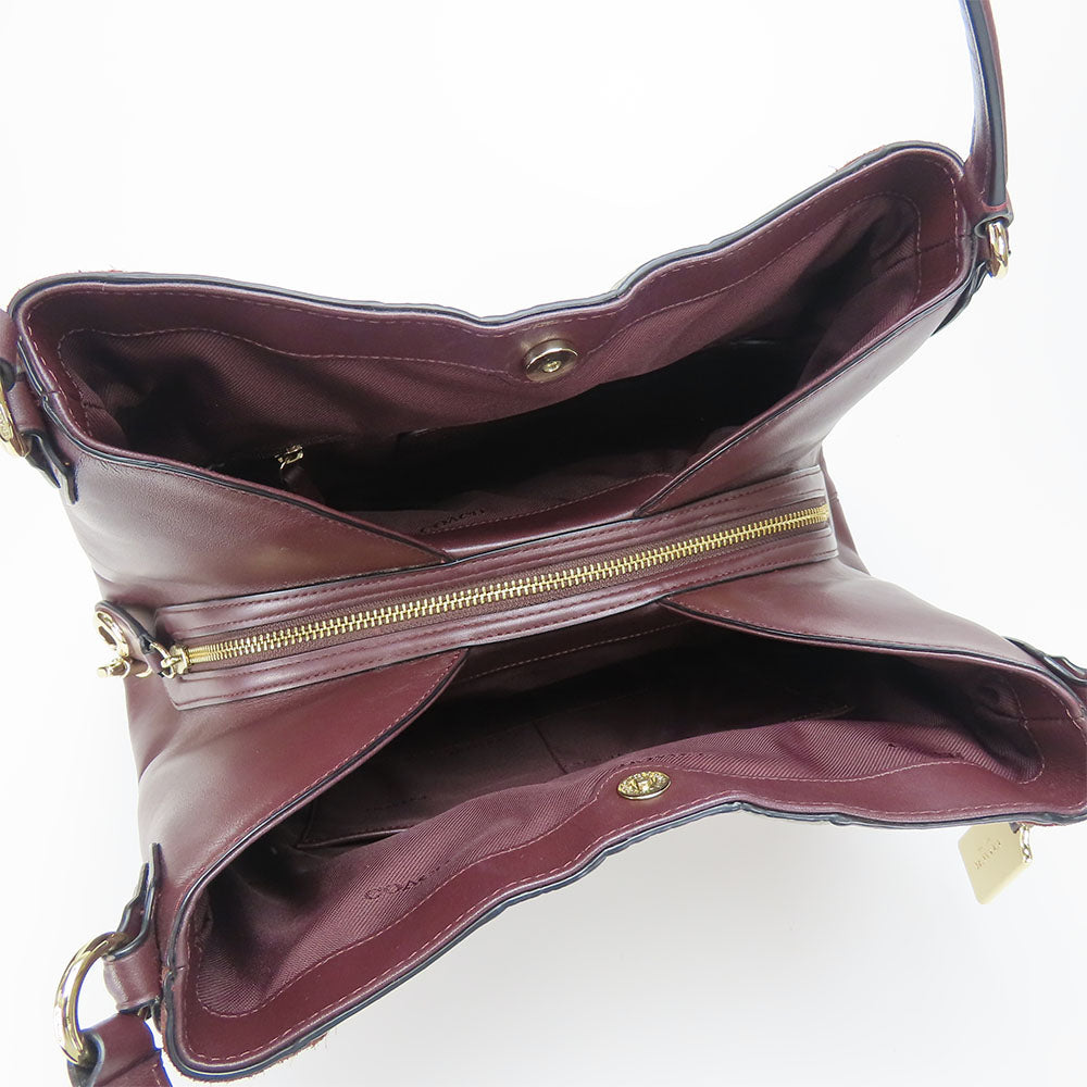 COACH Tote Bag 38369 leather wine-red Women Used Authentic