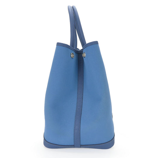 HERMES Tote Bag Leather, Canvas blue Garden party unisex(Unisex) Used Authentic
