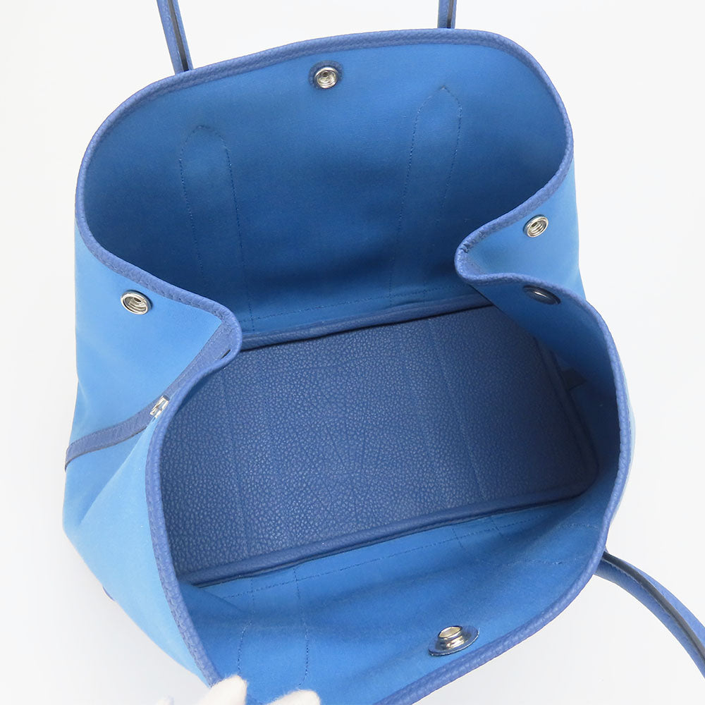 HERMES Tote Bag Leather, Canvas blue Garden party unisex(Unisex) Used Authentic