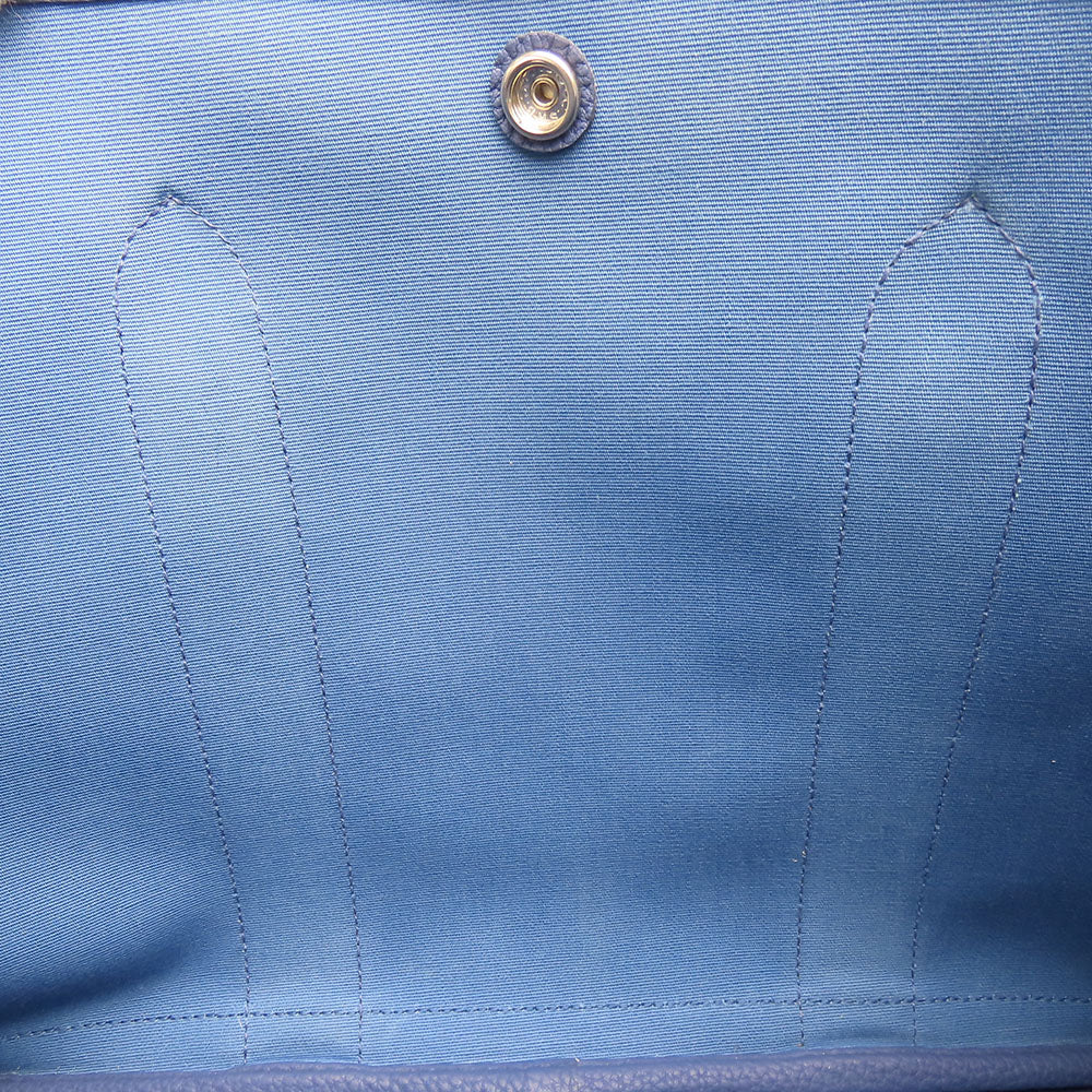 HERMES Tote Bag Leather, Canvas blue Garden party unisex(Unisex) Used Authentic