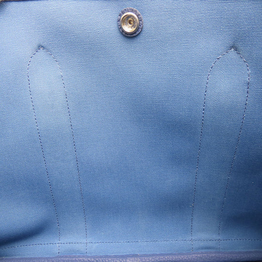 HERMES Tote Bag Leather, Canvas blue Garden party unisex(Unisex) Used Authentic