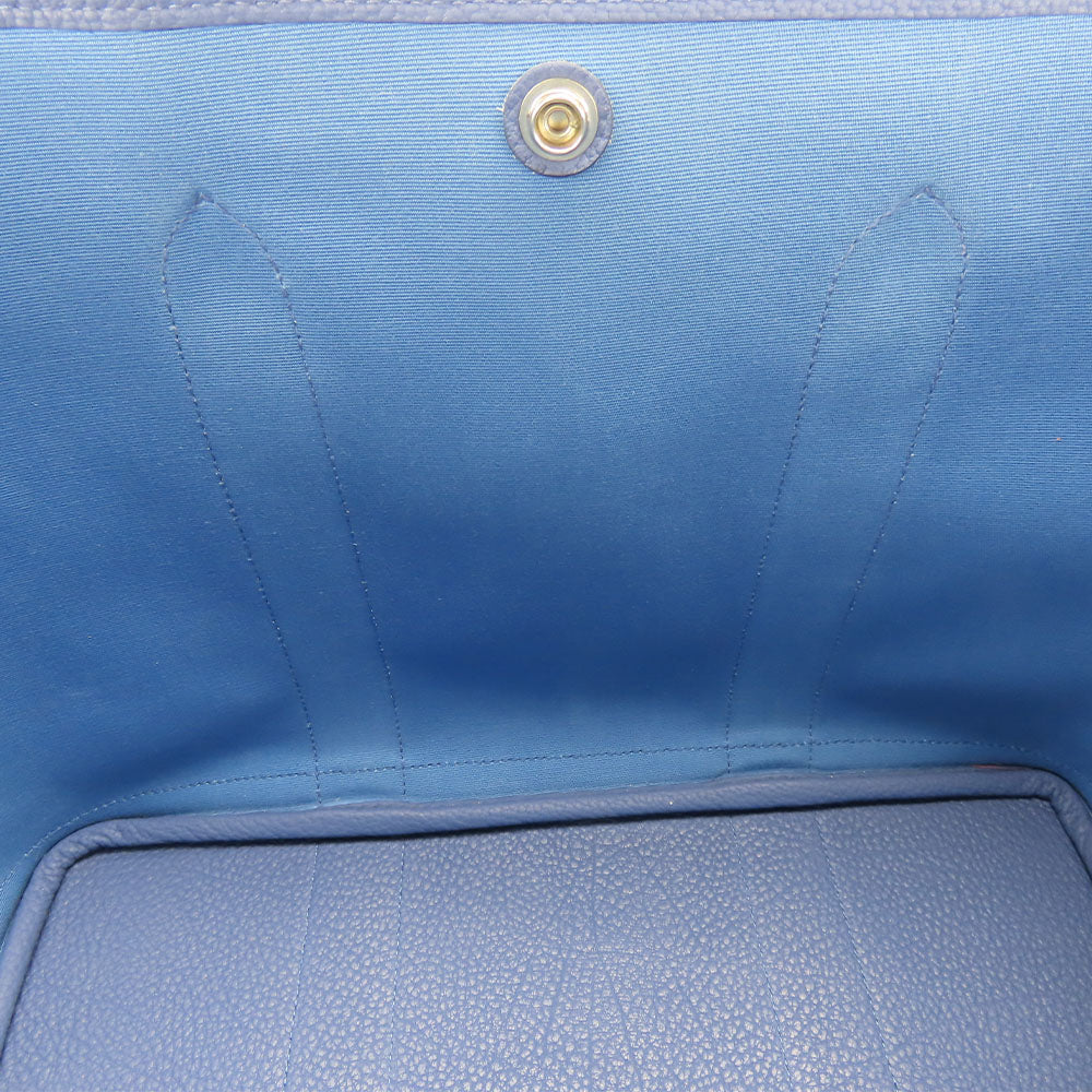 HERMES Tote Bag Leather, Canvas blue Garden party unisex(Unisex) Used Authentic