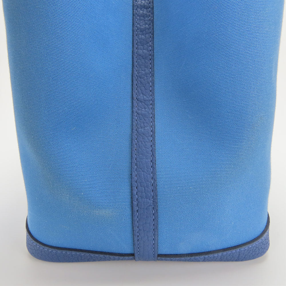 HERMES Tote Bag Leather, Canvas blue Garden party unisex(Unisex) Used Authentic