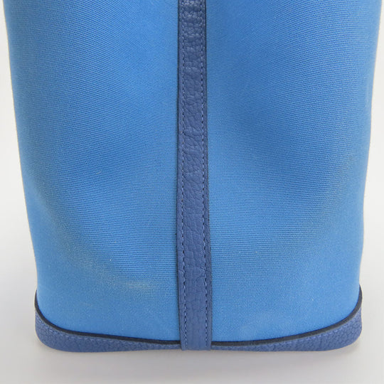 HERMES Tote Bag Leather, Canvas blue Garden party unisex(Unisex) Used Authentic