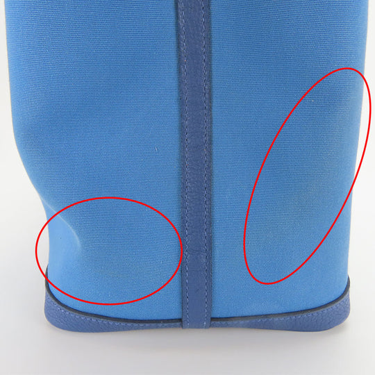 HERMES Tote Bag Leather, Canvas blue Garden party unisex(Unisex) Used Authentic