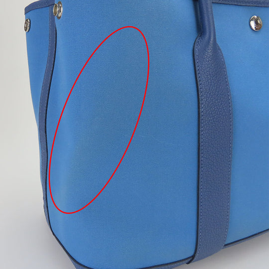HERMES Tote Bag Leather, Canvas blue Garden party unisex(Unisex) Used Authentic