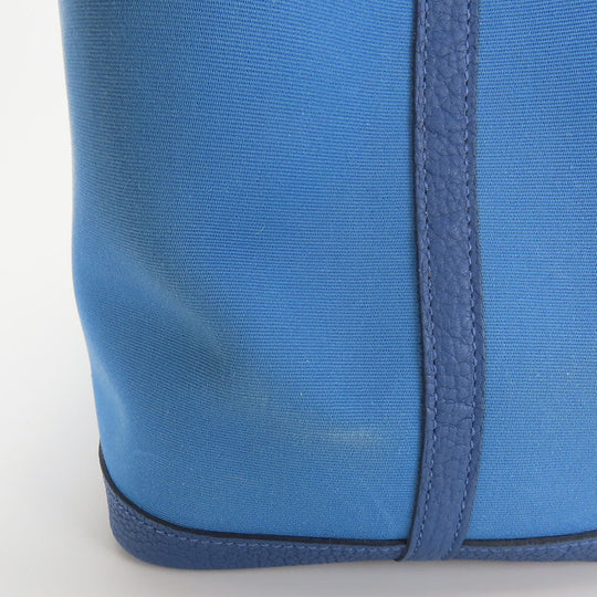 HERMES Tote Bag Leather, Canvas blue Garden party unisex(Unisex) Used Authentic