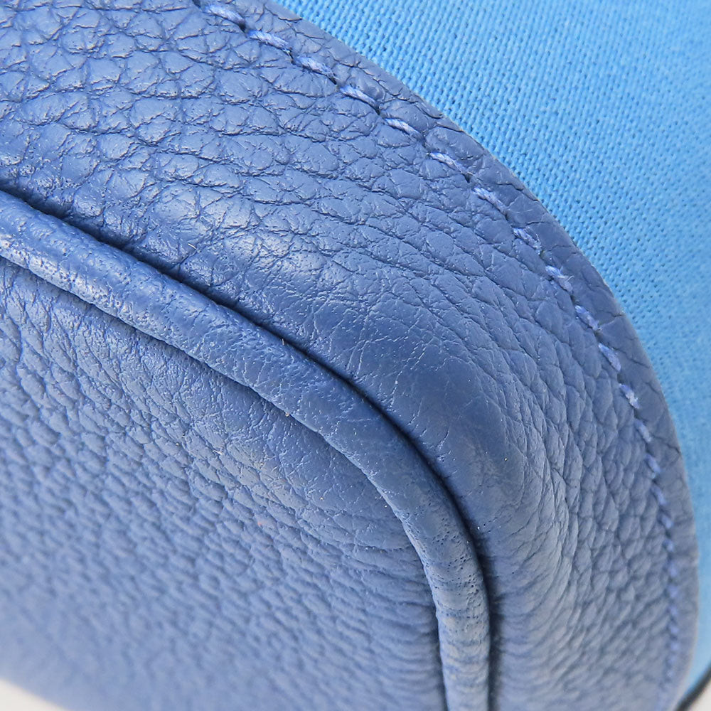 HERMES Tote Bag Leather, Canvas blue Garden party unisex(Unisex) Used Authentic