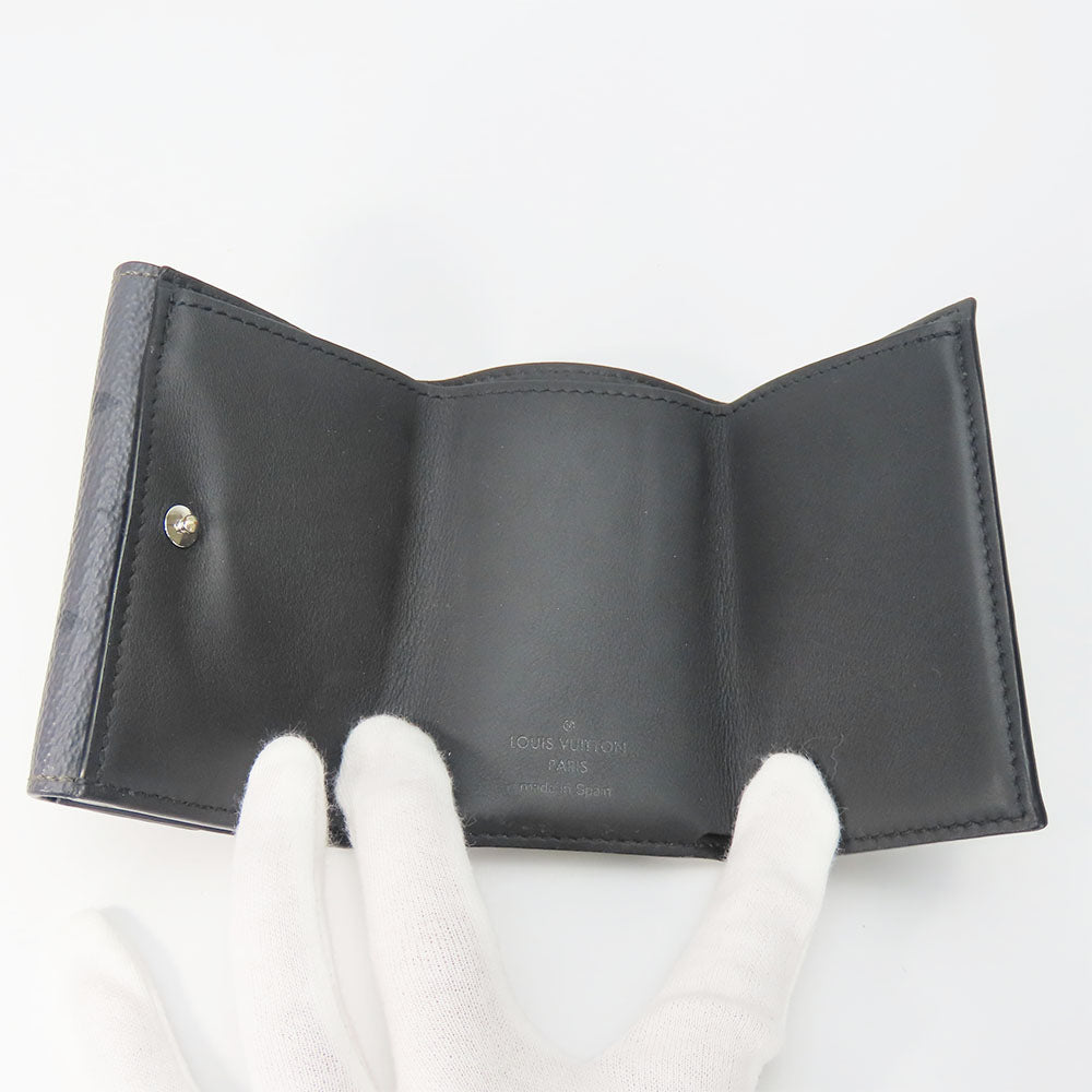 LOUIS VUITTON Tri-fold wallet M45417 Monogram Eclipse black Compact wallet Discovery mens Used Authentic