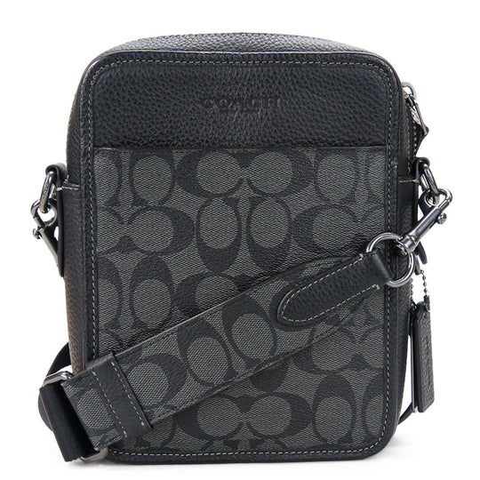 COACH Shoulder Bag CC009 PVC, Leather black mens Used Authentic