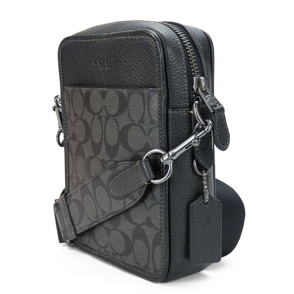 COACH Shoulder Bag CC009 PVC, Leather black mens Used Authentic