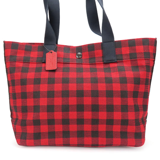 COACH Tote Bag F39848 Canvas, Leather Red Women Used Authentic