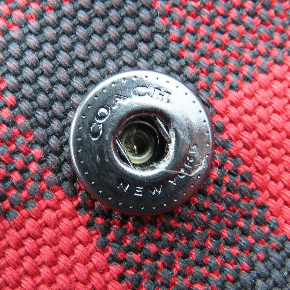 COACH Tote Bag F39848 Canvas, Leather Red Women Used Authentic