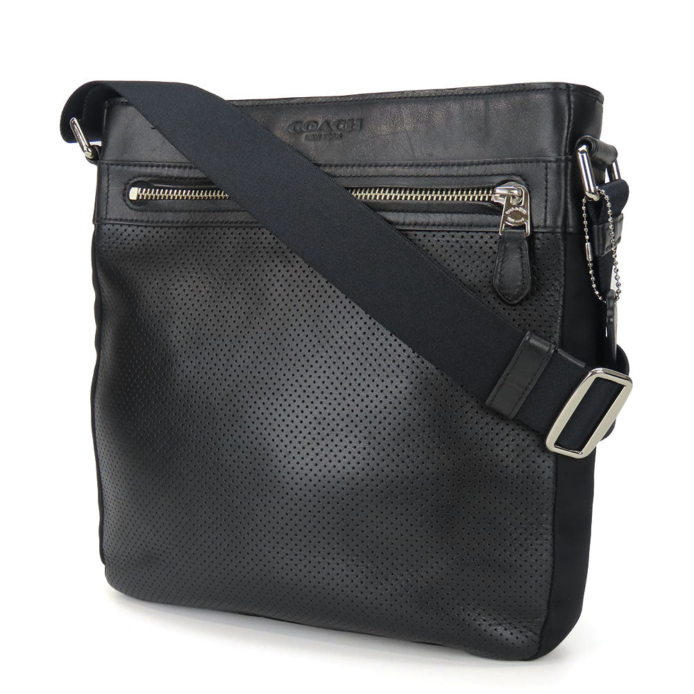 COACH Shoulder Bag F72045 Leather, Nylon black mens Used Authentic