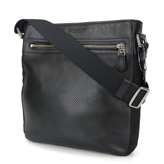 COACH Shoulder Bag F72045 Leather, Nylon black mens Used Authentic