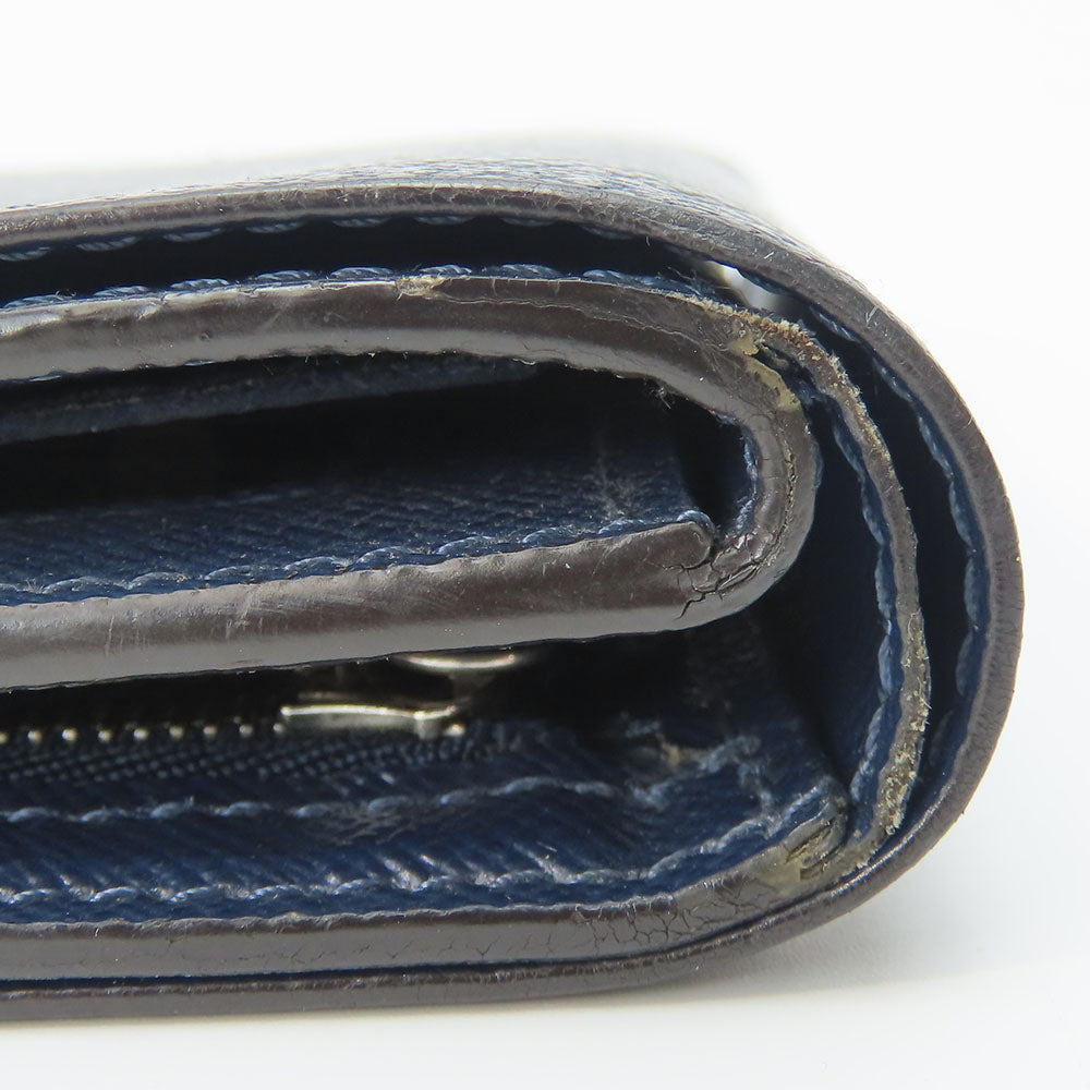 LOUIS VUITTON Bifold Wallet M62046 Taiga Blue Marine Portefeuille Amerigo NM