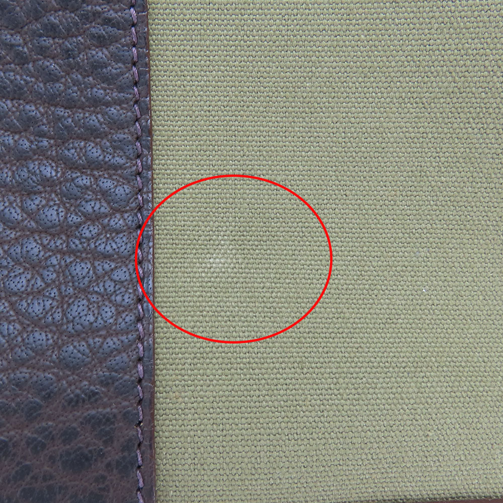 HERMES Tote Bag Canvas, Leather Khaki green Garden party PM unisex(Unisex) Used Authentic
