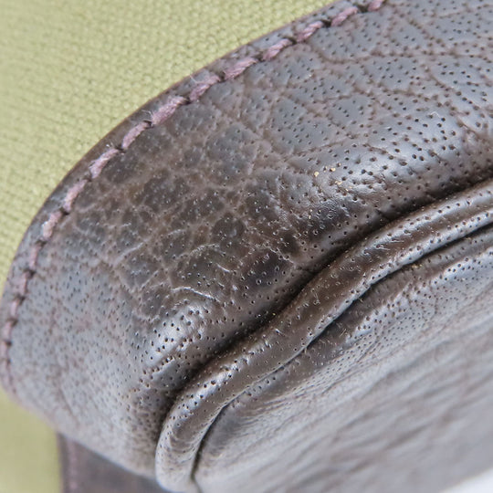 HERMES Tote Bag Canvas, Leather Khaki green Garden party PM unisex(Unisex) Used Authentic