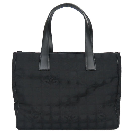 CHANEL Tote Bag Nylon, Leather black New Travel Line MM Women Used Authentic