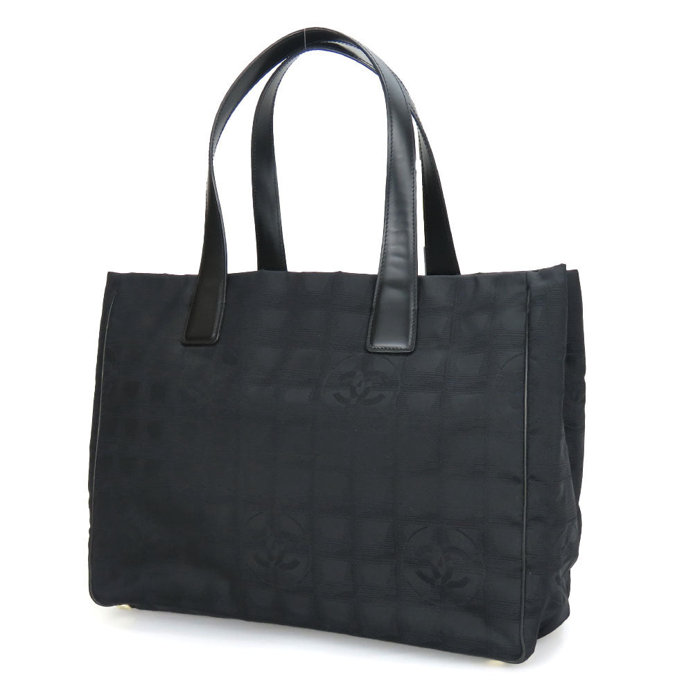 CHANEL Tote Bag Nylon, Leather black New Travel Line MM Women Used Authentic