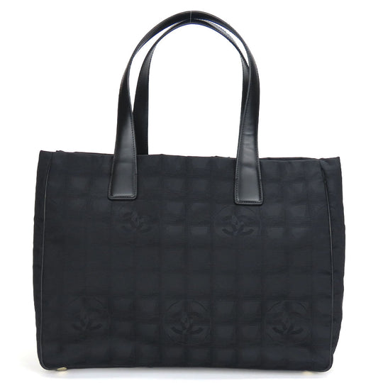 CHANEL Tote Bag Nylon, Leather black New Travel Line MM Women Used Authentic