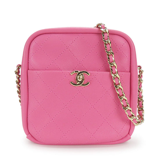 CHANEL Shoulder Bag leather pink Matrasse Women Used Authentic